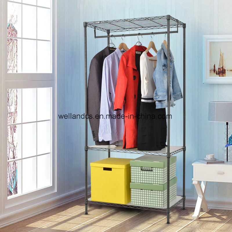 Sturdy Shelving Clothes Wardrobe Garment Rack Home Closet Hanger Storage Organizer