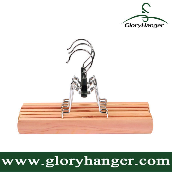 Wholesale Home Cedar Wood Skirt Hanger with Matel Hook