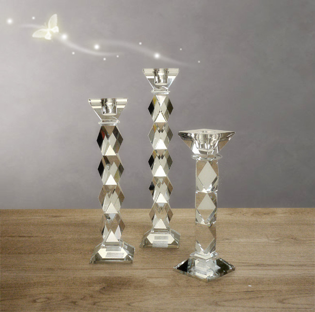 Home Decoration Crystal Glass Candle Holder (KS270687)