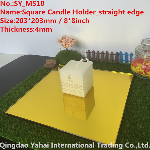 4mm Medium Square Yellow Glass Candle Holder