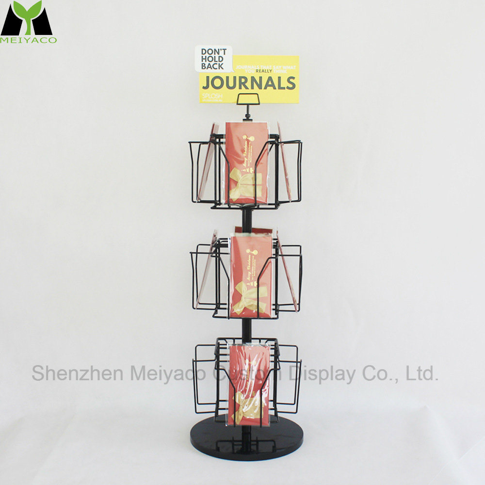 3 Layer Rotary Greeting Card Book Small Countertop Display Rack