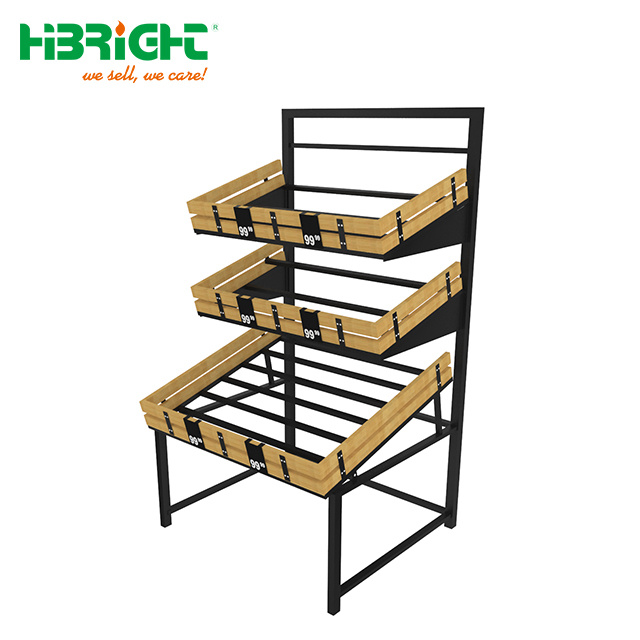 Supermarket Fruit Vegetable Rack 3 Layers High Quality Gondola Shelving