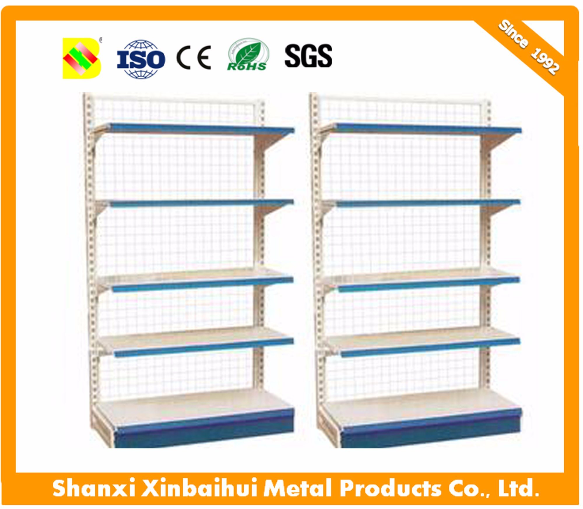 Supermarket Gondola Shelf with Wire Mesh Back Hot 2017