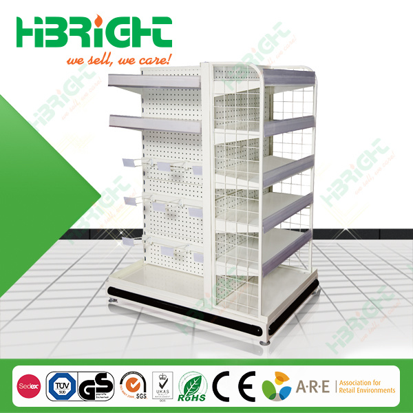 Three Sided Shopping Mall Gondola Shelving Beside Checkout Counter