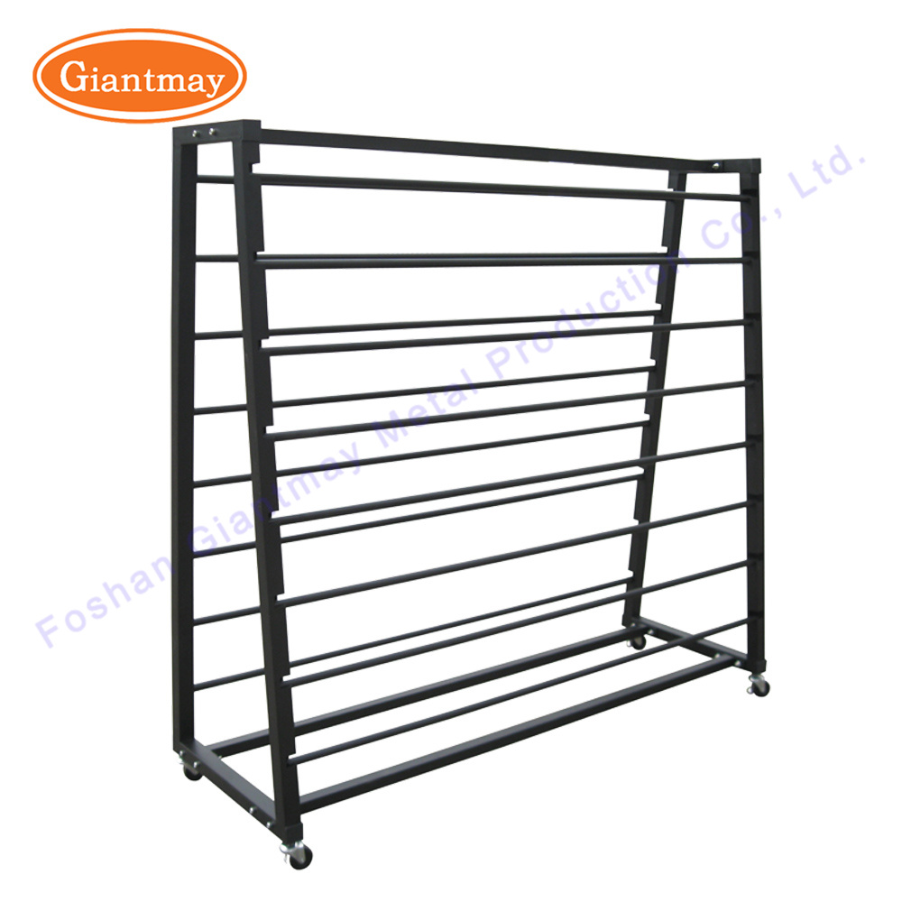 Retail Fashionable Industrial Pipe Rolling Clothing Storage Rack for Fabrics Rolls