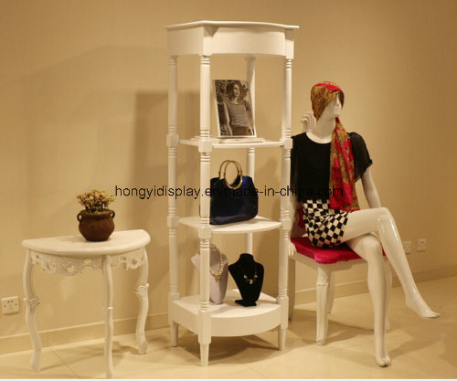 Square Display Table, Wooden Display Rack