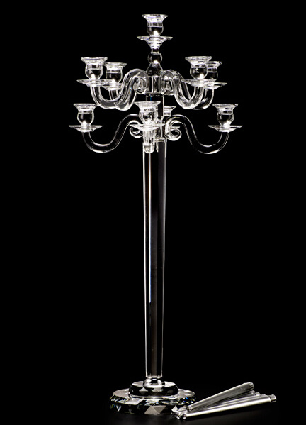 34in Tall Glass Crystal Candelabra for Wedding