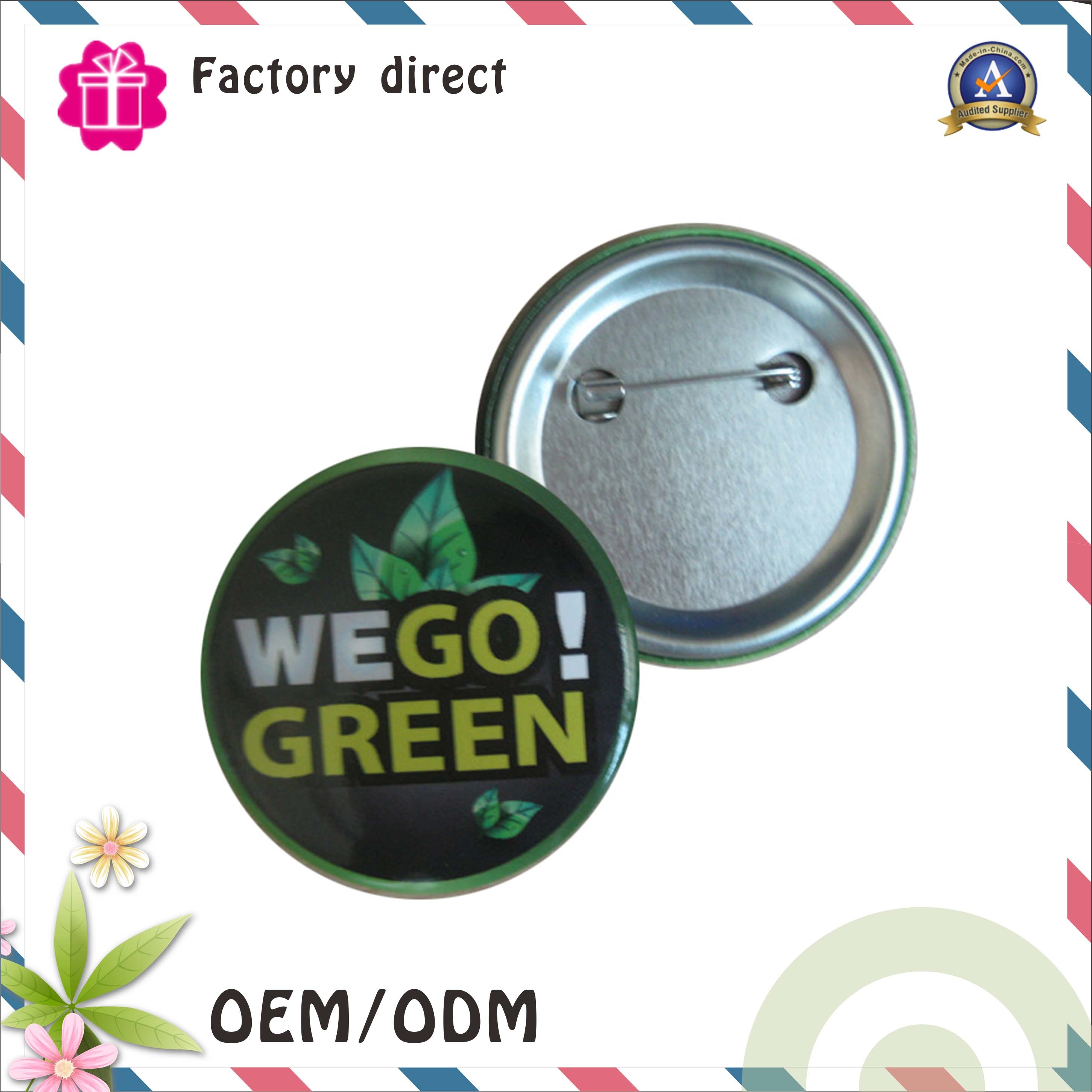 SGS RoHS High Quality Competitive Factory Print Tin Mertal Button Pin Bagde