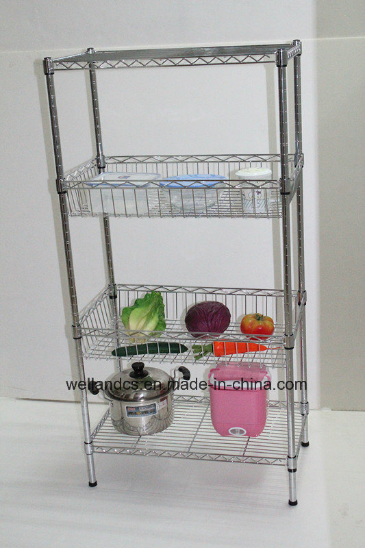 Multifunctional Metal Kitchen Basket Rack for Storing Fruit/Vegetable (BK6035120B4CR)