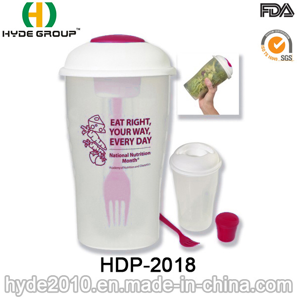 Wholesale Plastic to Go Salad Shaker Cup with Fork (HDP-2018)