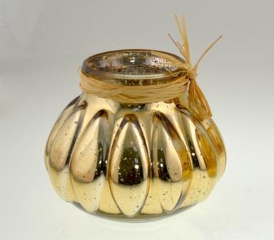 Glass Candle Holder with Sea Grass