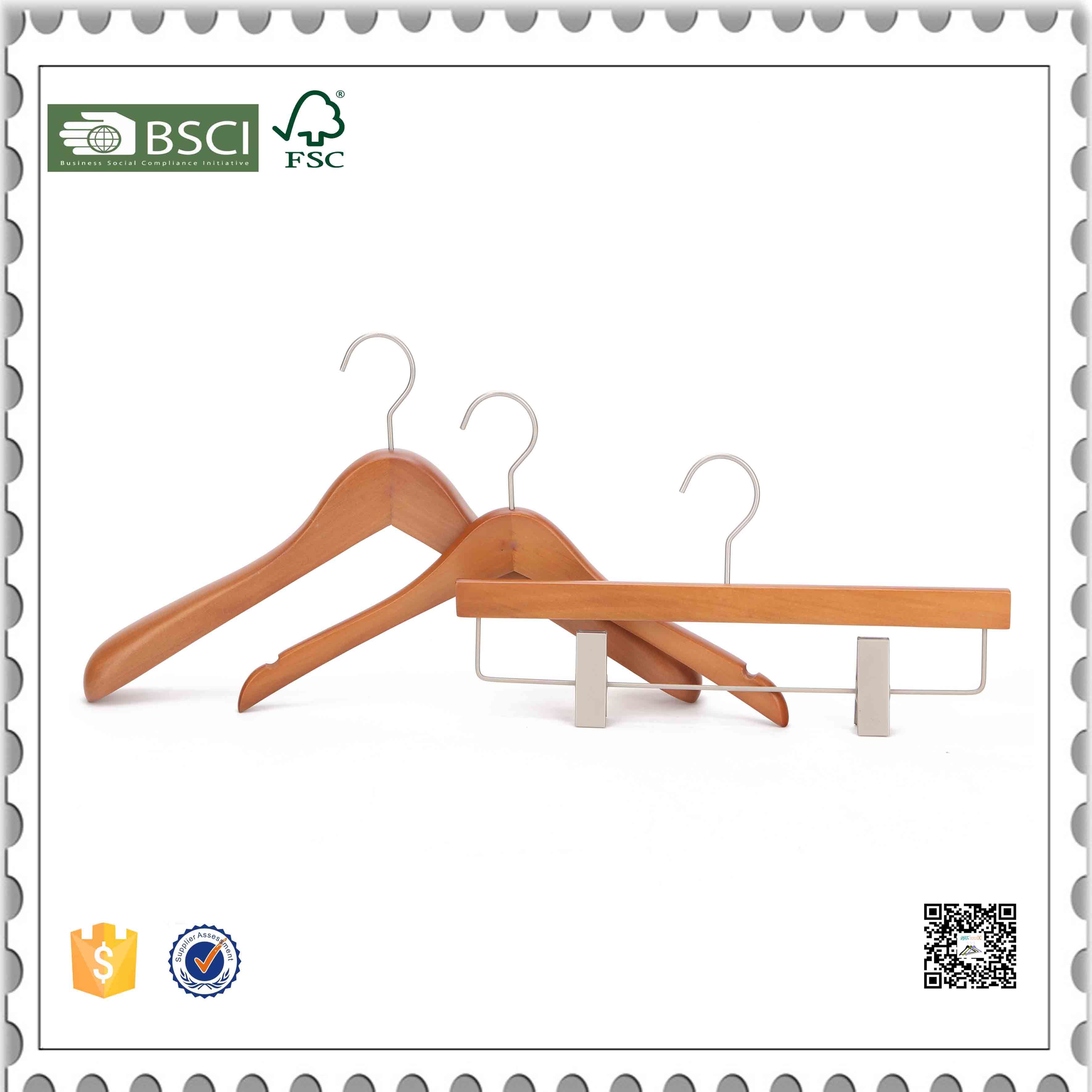 Luxury Hotel Wooden Coat Clothes Hanger for Clothes Hanger Display Pants Hangers