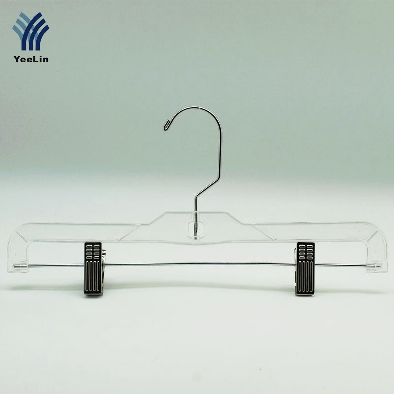 Yeelin PS Clear Plastic Trousers Hanger with Chrome Clips