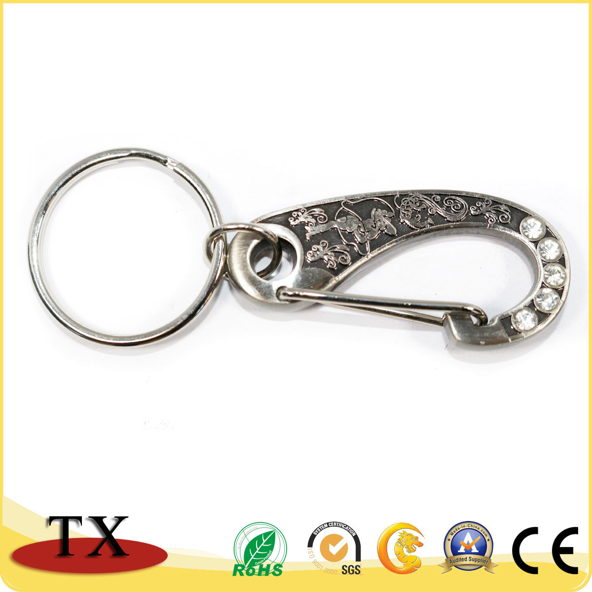 Dazzling Engrave Logo Metal Belt Dog Hook with Crystal Diamonds