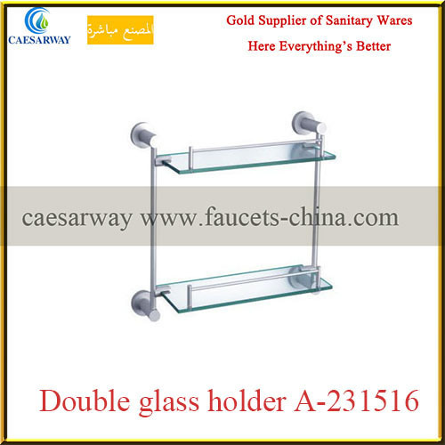 Sanitary Ware Bathroom Accessories All Brass Double Glass Holder