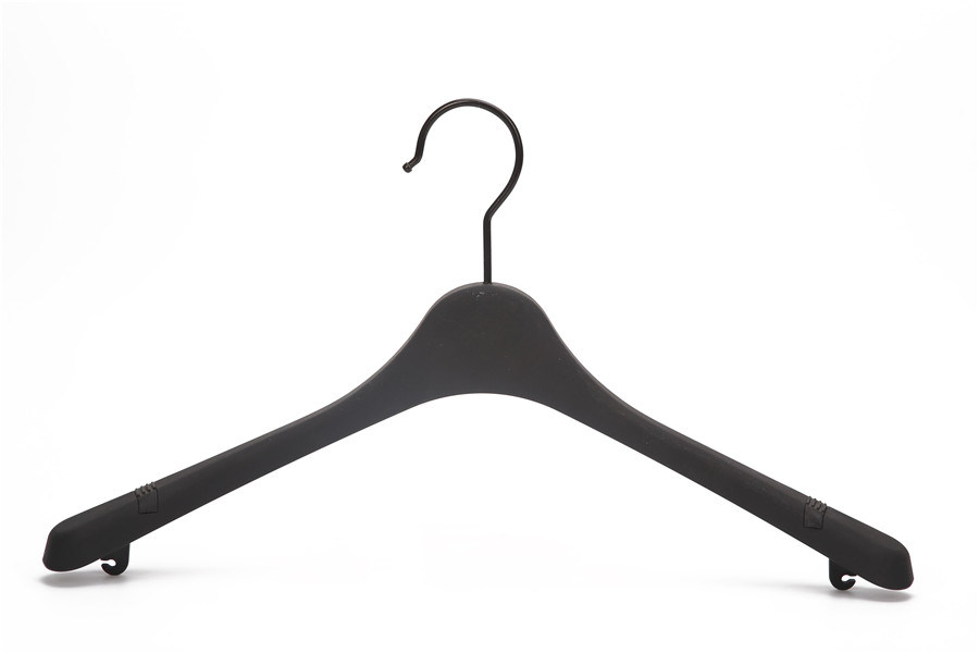 Deluxe Black Wooden Rubber Hangers with Hook