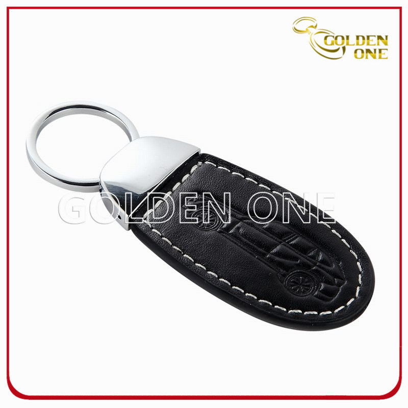 Good Quality Artificial Leather Key Tag with White Stitching