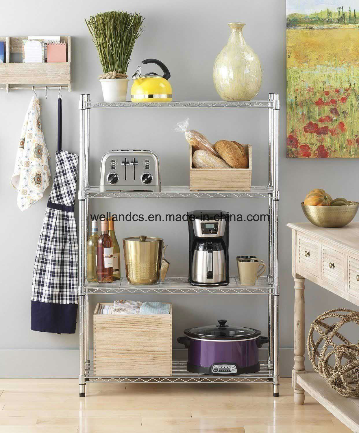 New DIY 4 Shelf Steel Wire Shelving Rack Tier Nice Storage for Home