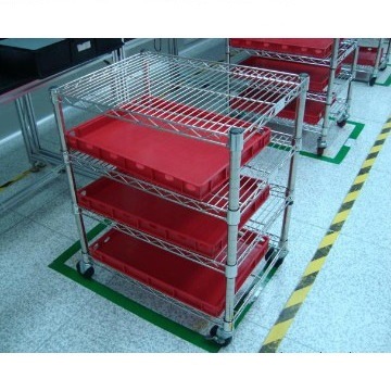 NSF 4 Tiers Heavy Duty Adjustable Factory Storage Chrome Steel Shelf Rack