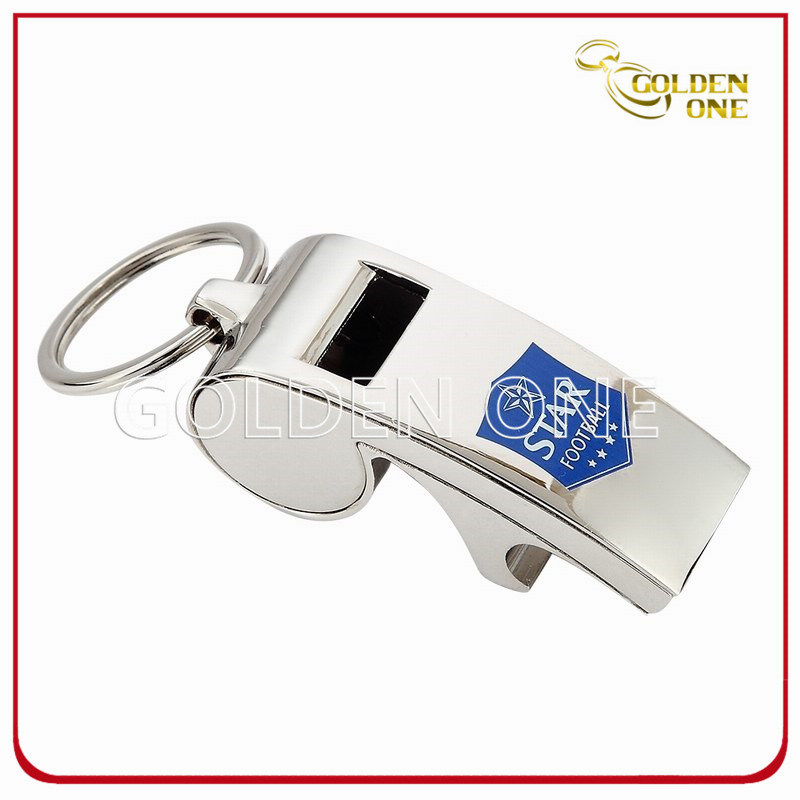 Promotion Gift Nickel Plated Metal Whistle Key Chain