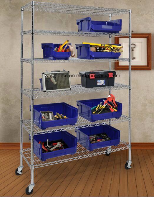 Rolling 6 Tier NSF Chrome Wire Shelving Unit Deep Ventilation Shelves Steel Garage Tool Storage Rack Organize