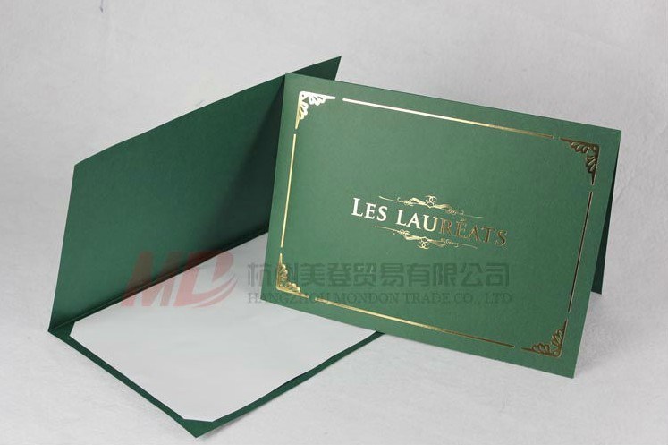 Green Paper Diploma Holder with Four Die Cut Slits -Tent Style