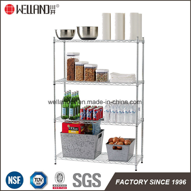 Supreme DIY 4 Layers Home Kitchen Storage Chrome Steel Wire Shelf Rack