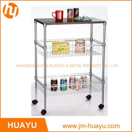 Storage Rack Basket Wire Shelf with MDF Board