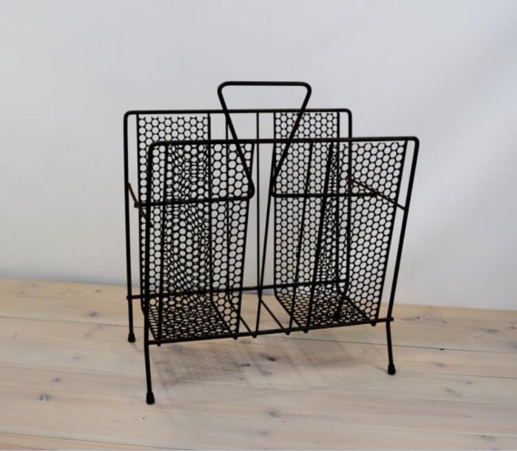 Metal Wire Newspaper Rack on Desktop