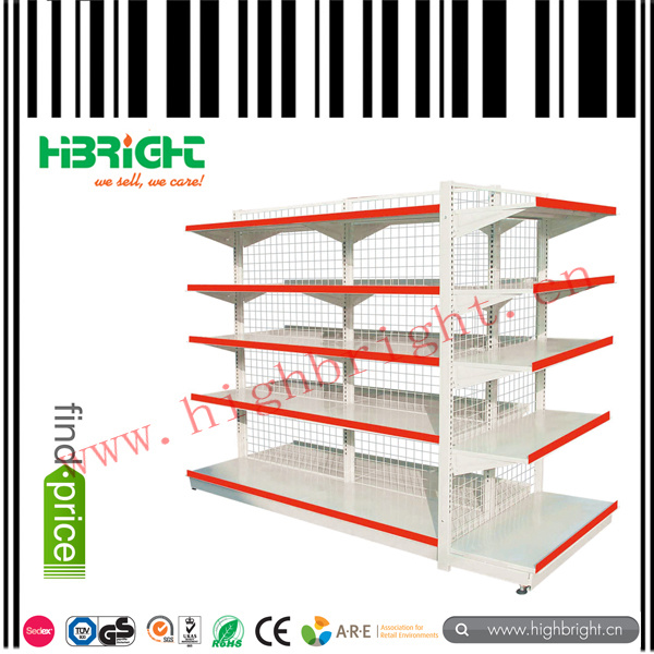 Wire Back Panel Supermarket Gondola Shelves