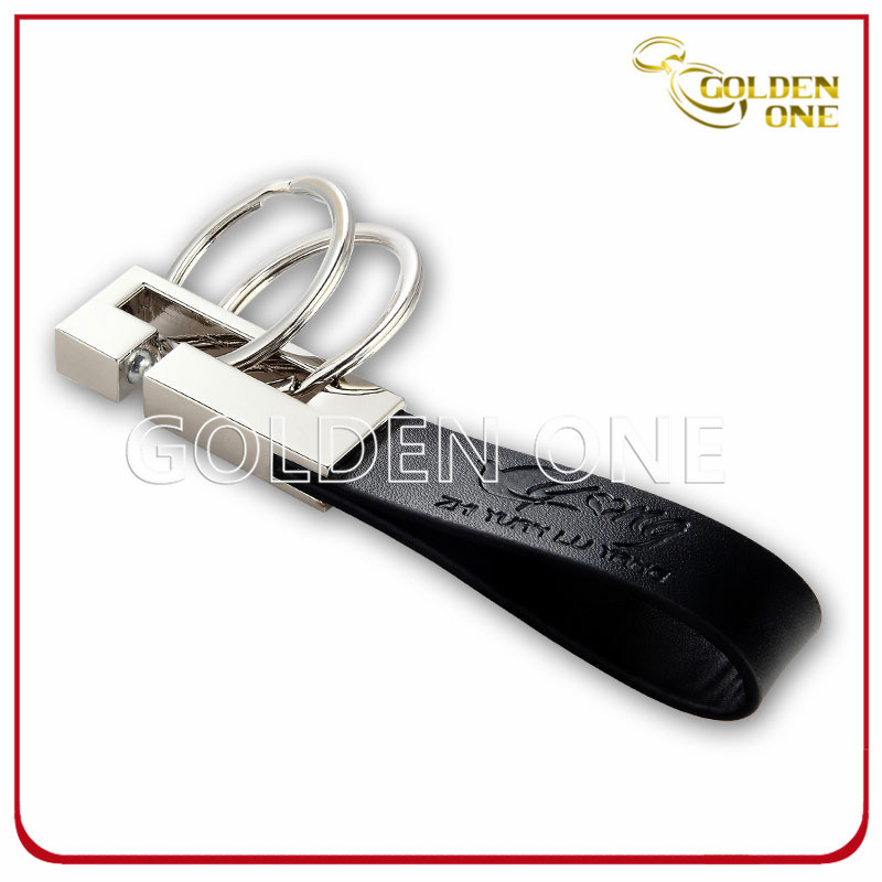 Deluxe Genuine Leather Keychain with 2 Rings