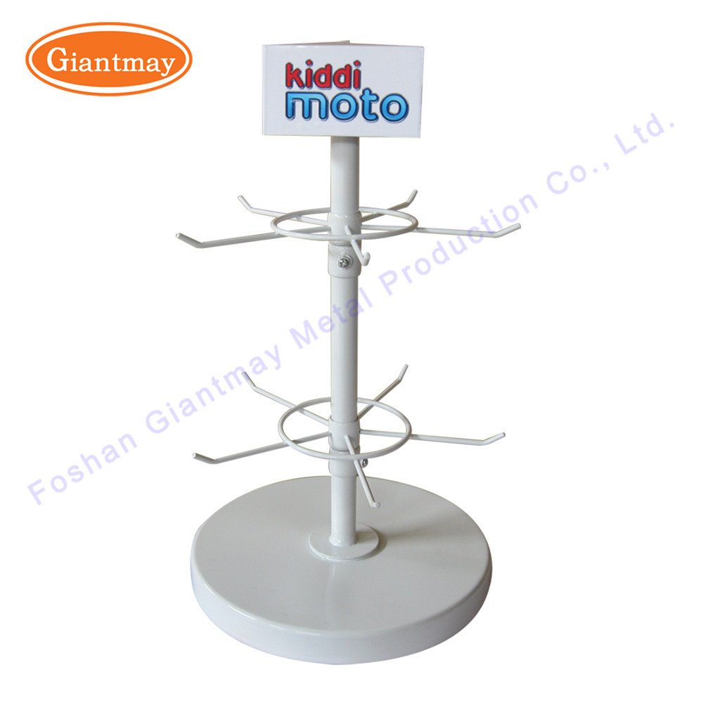 High Quality 2 Tiers Table Top Spinner Rotating Metal Wire Display Rack