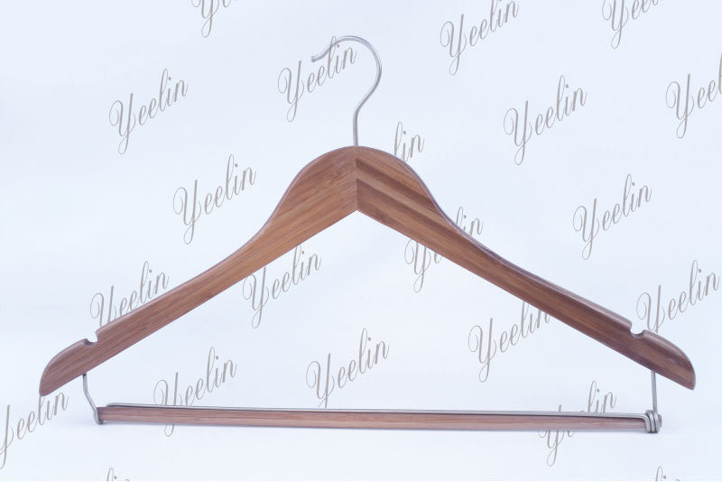 Bamboo Clothes Hanger with (YLBM6612H-NTLN1) with Cross Bar