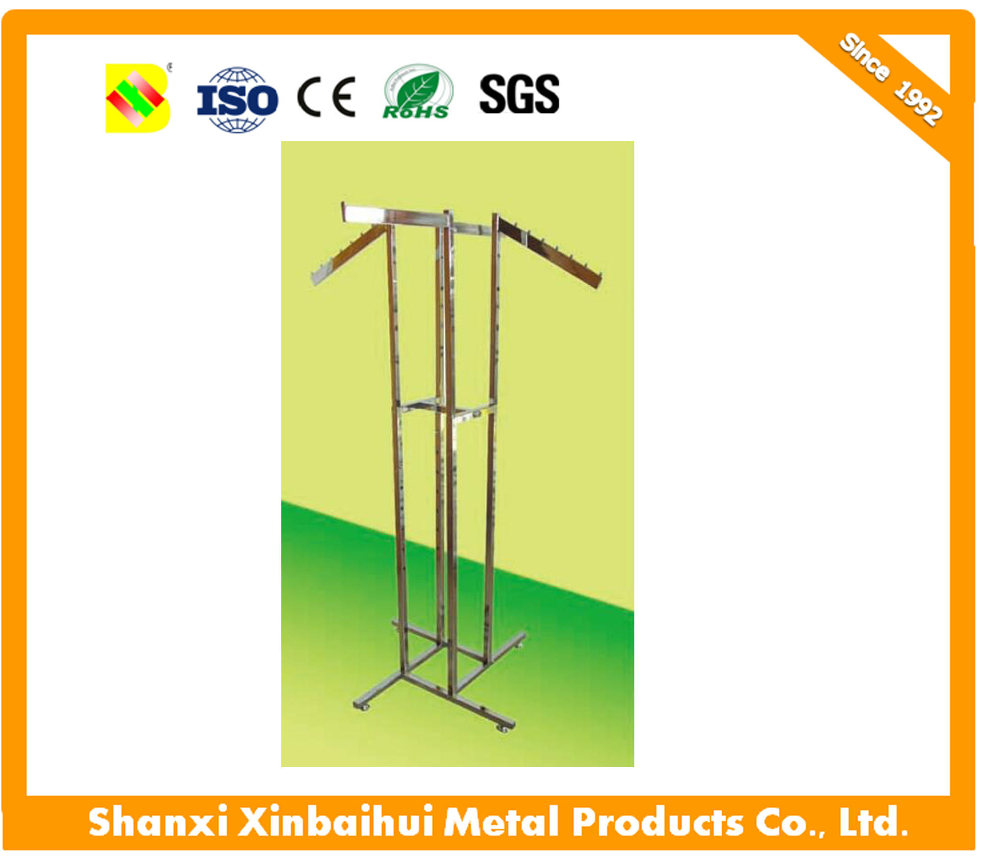 Floor Standing Adjustable Metal Clothing Pipe Display Rack