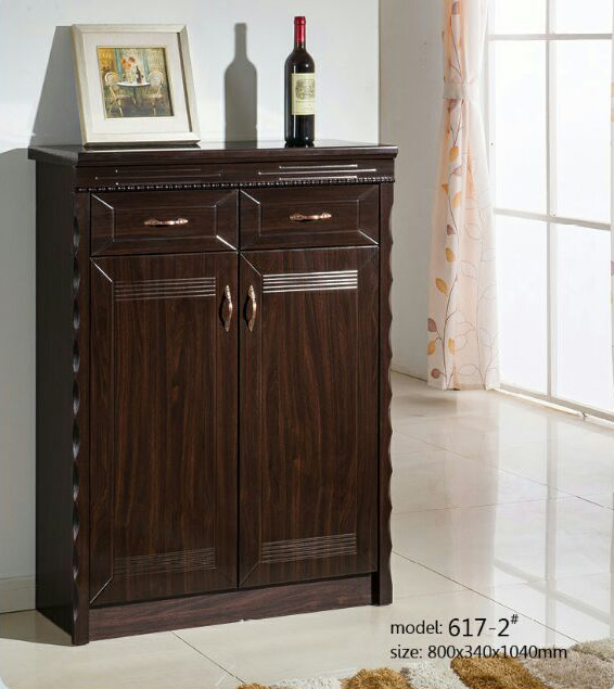 Hotel Furniture Hallway Walnut Wooden Shoe Cabinet with Doors