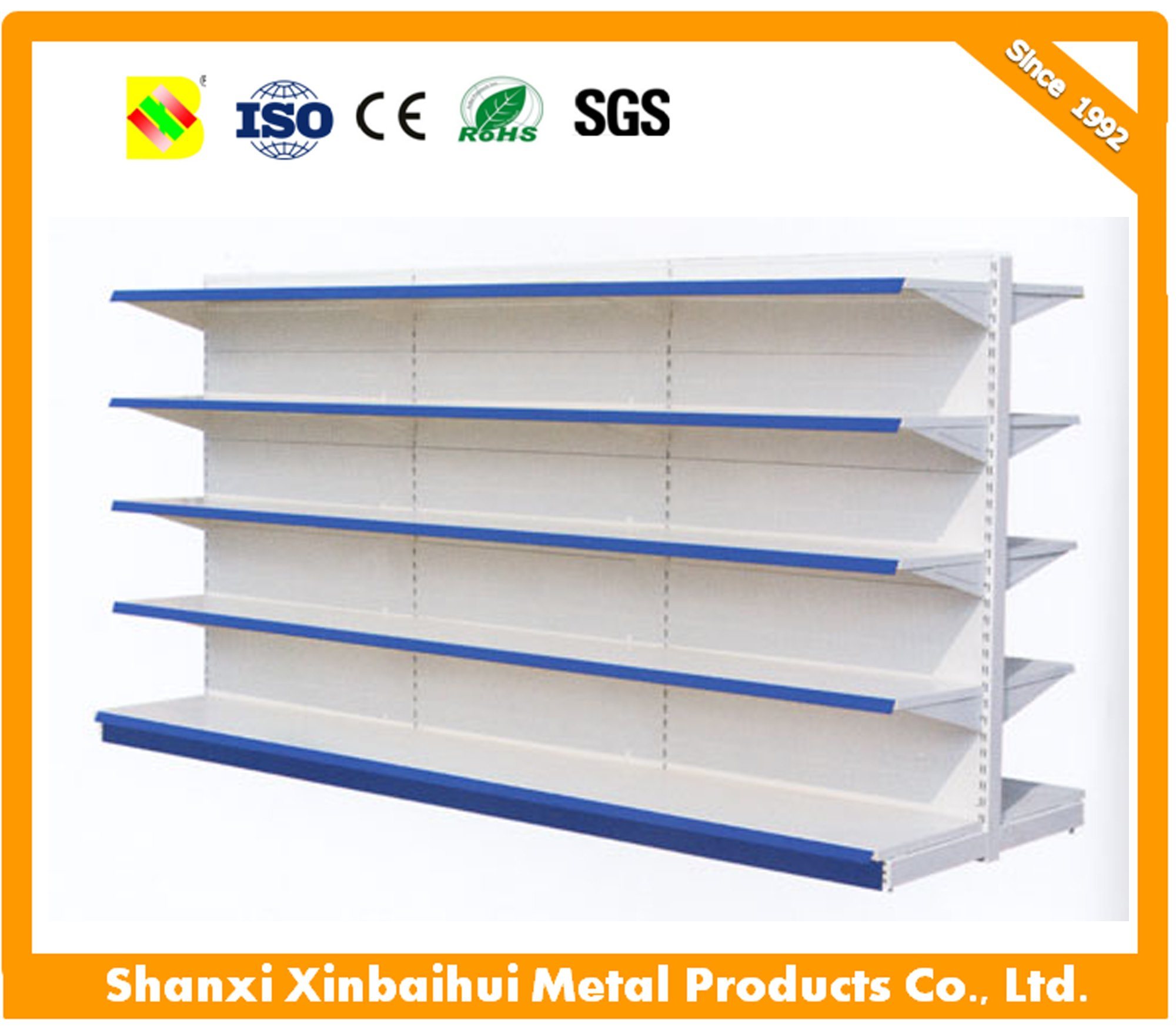 Double-Sided Metal Supermarket Racks, Custom Supermarket Shelves, Customized Supermarket Racks