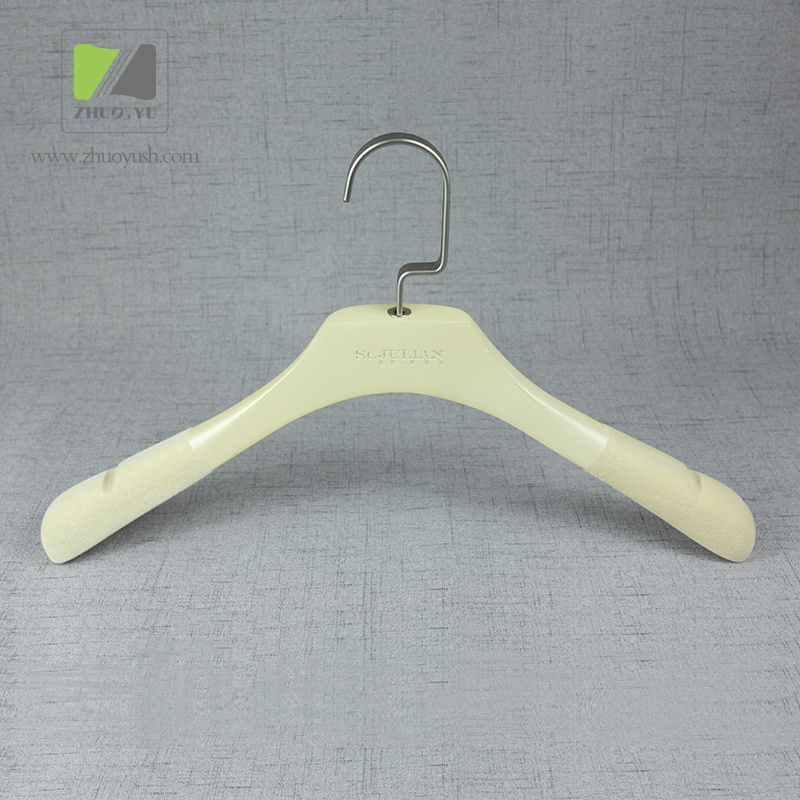 Beige Wooden Clothes Hanger with Nickel Hook