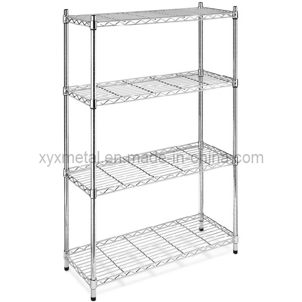 4 Tiers Chrome Shelving Stand Wire Mesh Shelf Rack