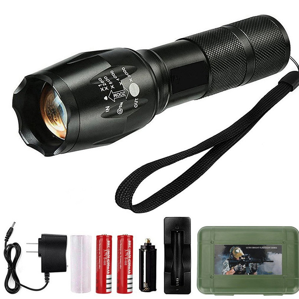 Rechargeable CREE T6 L2 LED Mini Aluminium Zoomable Flashlight Set+Battery+Charger+Holder