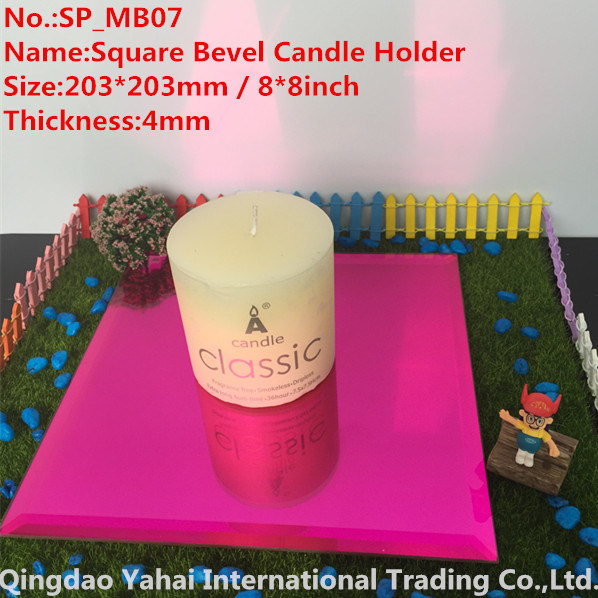 4mm Dark Rose Bevel Glass Mirror Candle Holder