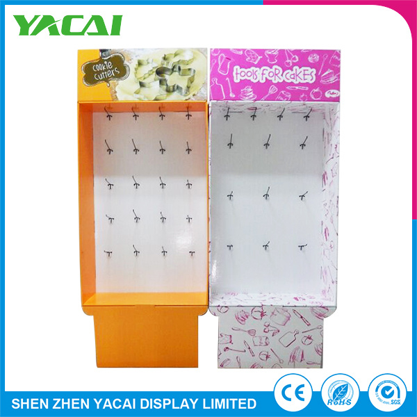 Custom Cosmetic Paper Floor Display Stand Exhibition Rack