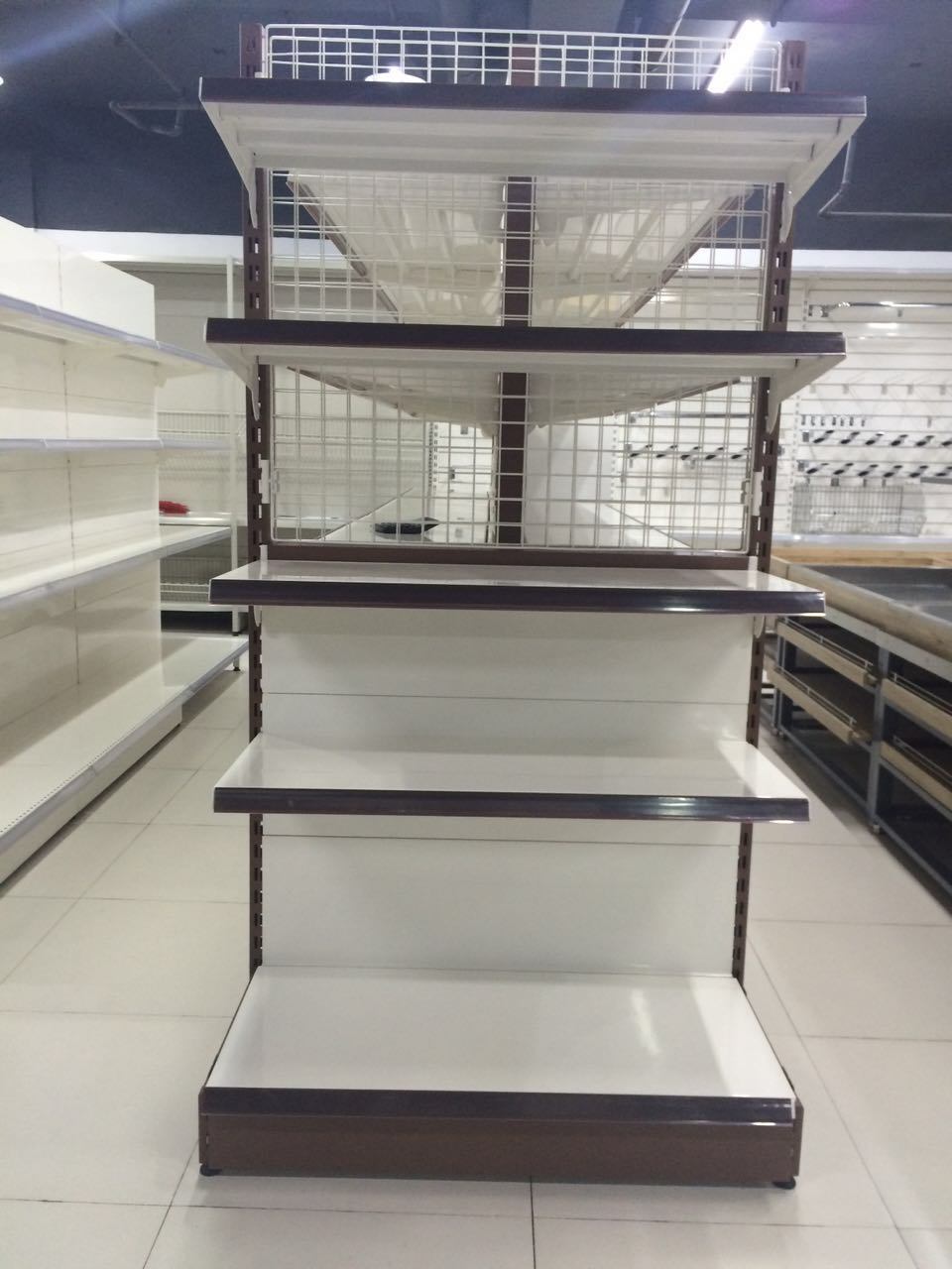 Mixture Style Supermarket Shelf with Wire and Flat Back Panel