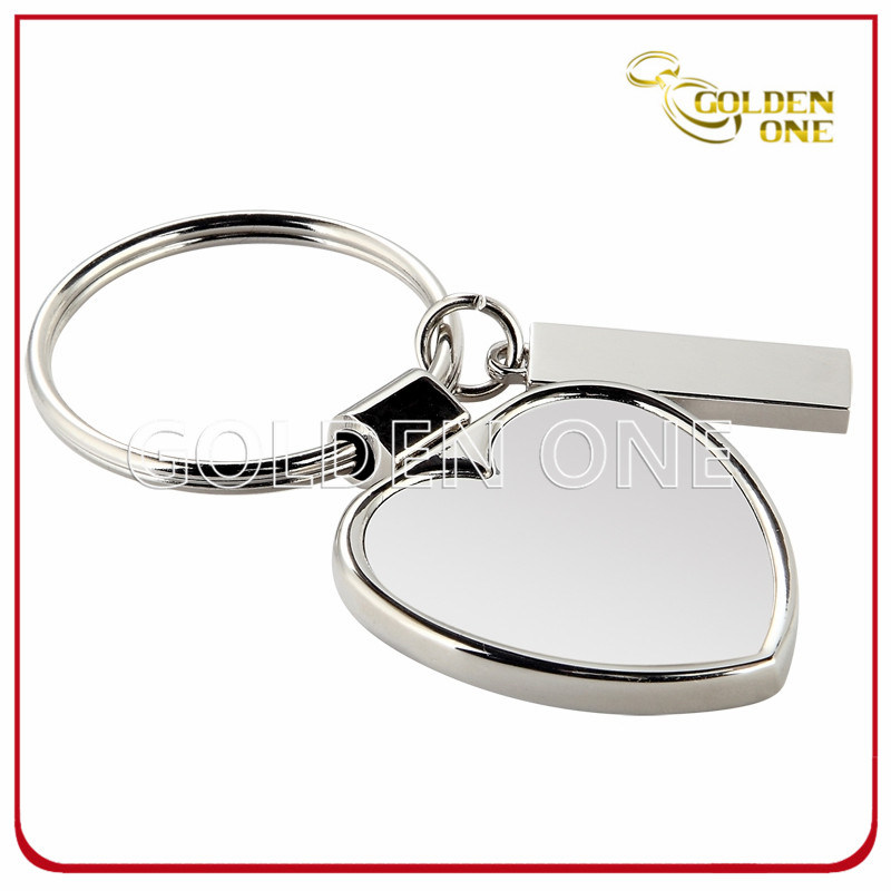 Heart Shape Blank Metal Keyring with Metal Charm