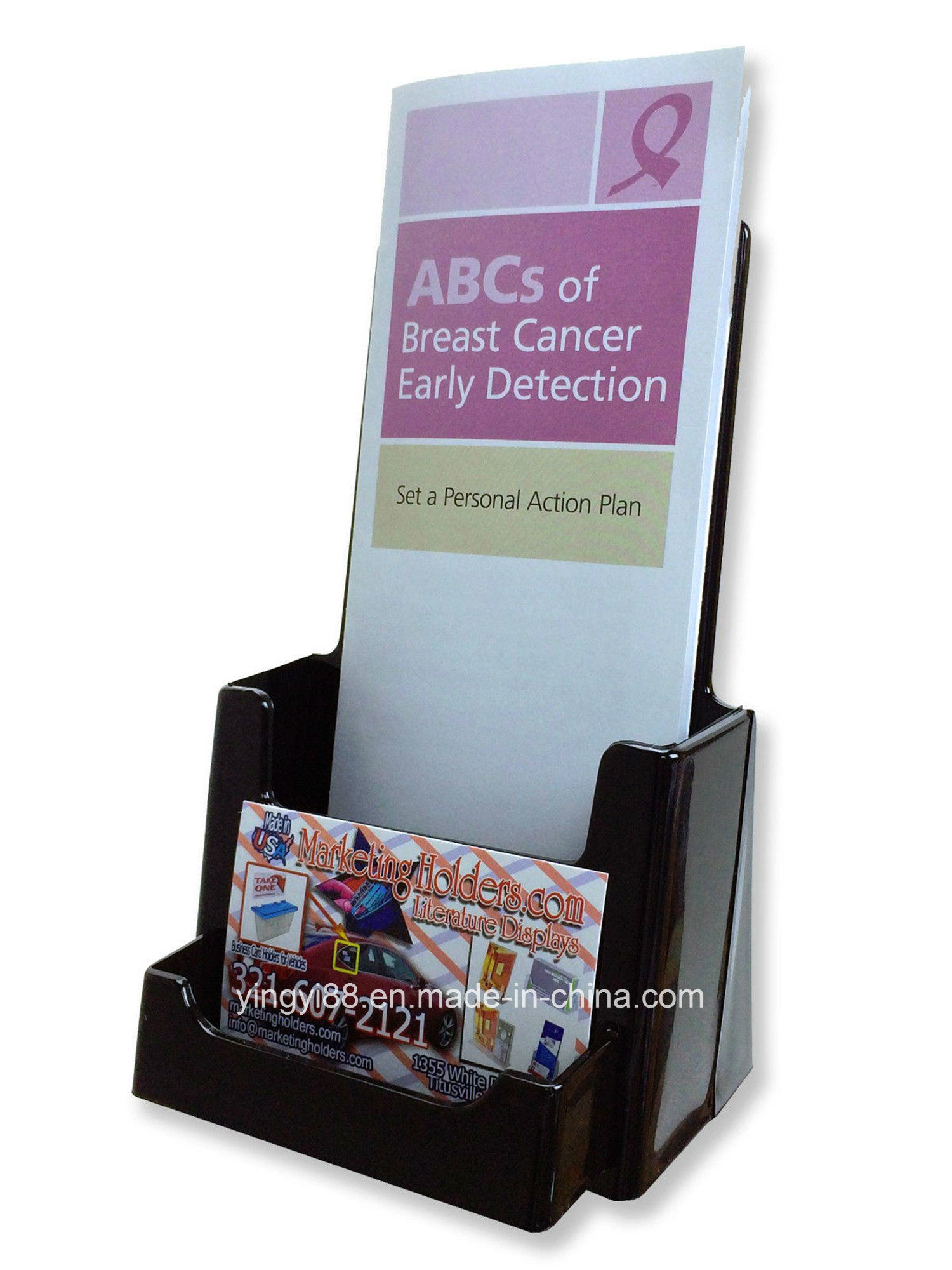 Black Tri Fold Literature Brochure Stand for 4X9