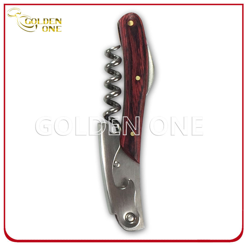 High Quality Wood & Stainless Steel Double Hinged Wine Corkscrew