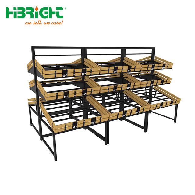 3 Tiers Supermarket Fruit Stand Display Vegetables Rack