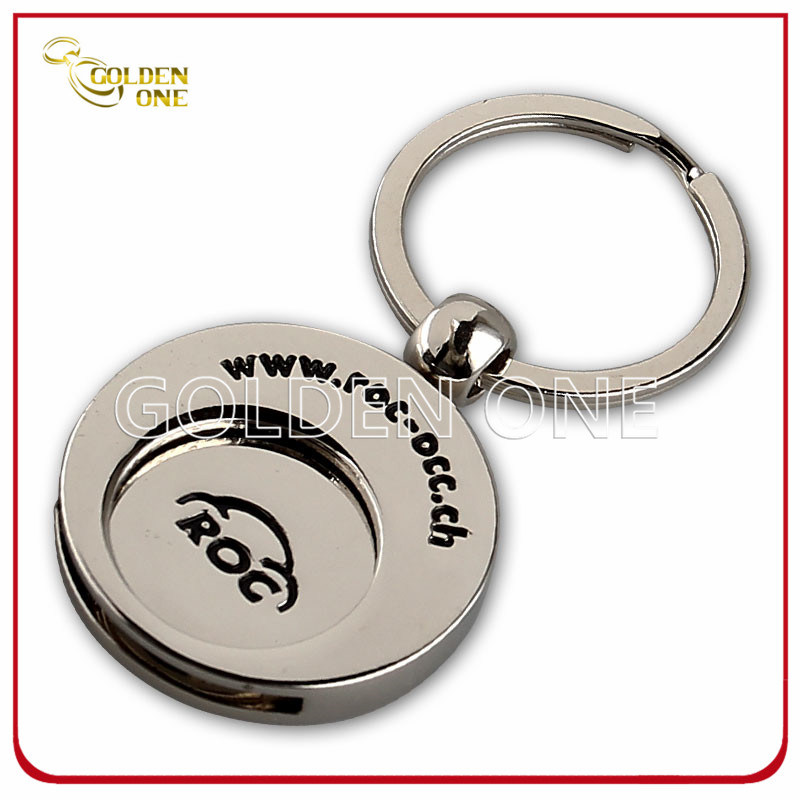 Factory Supply Debossed Enamel Trolley Coin Holder Metal Keyring