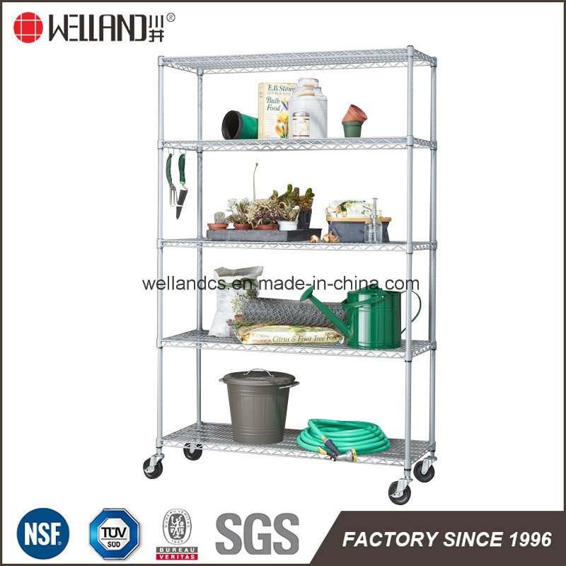 NSF Powder Coated 5 Tier 350kg Adjustable Steel Metal Wire Shelving Rack