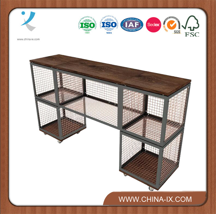 Low Wall Display Shelving Unit with Casters