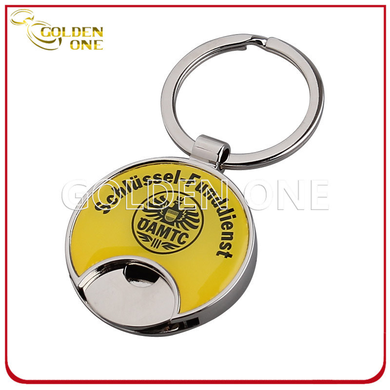 Custom Printed Shopping Cart Metal Trolley Coin Holder Key Chain